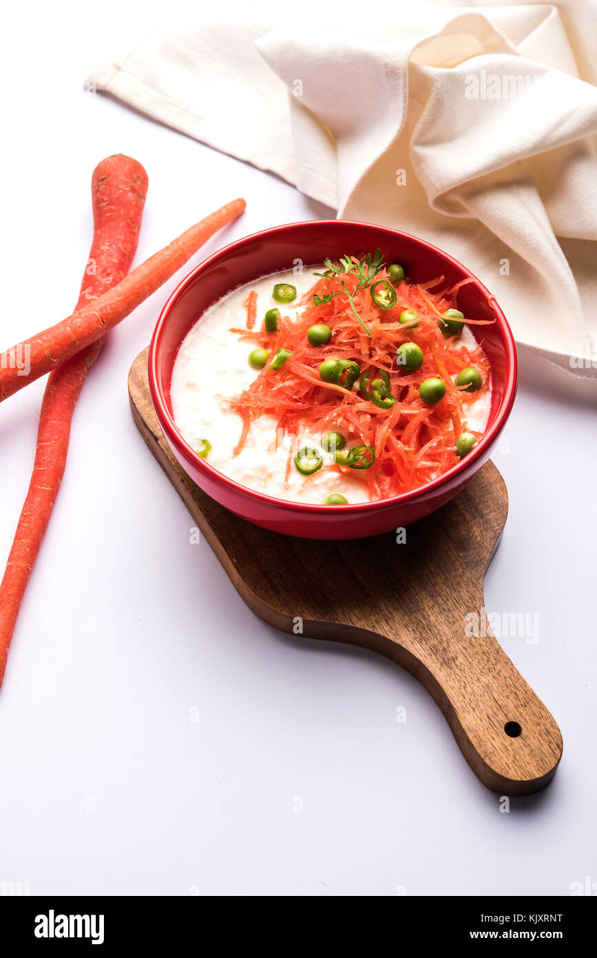 Carrot raita / Gajar Koshimbir. It a condiment from the Indian ...