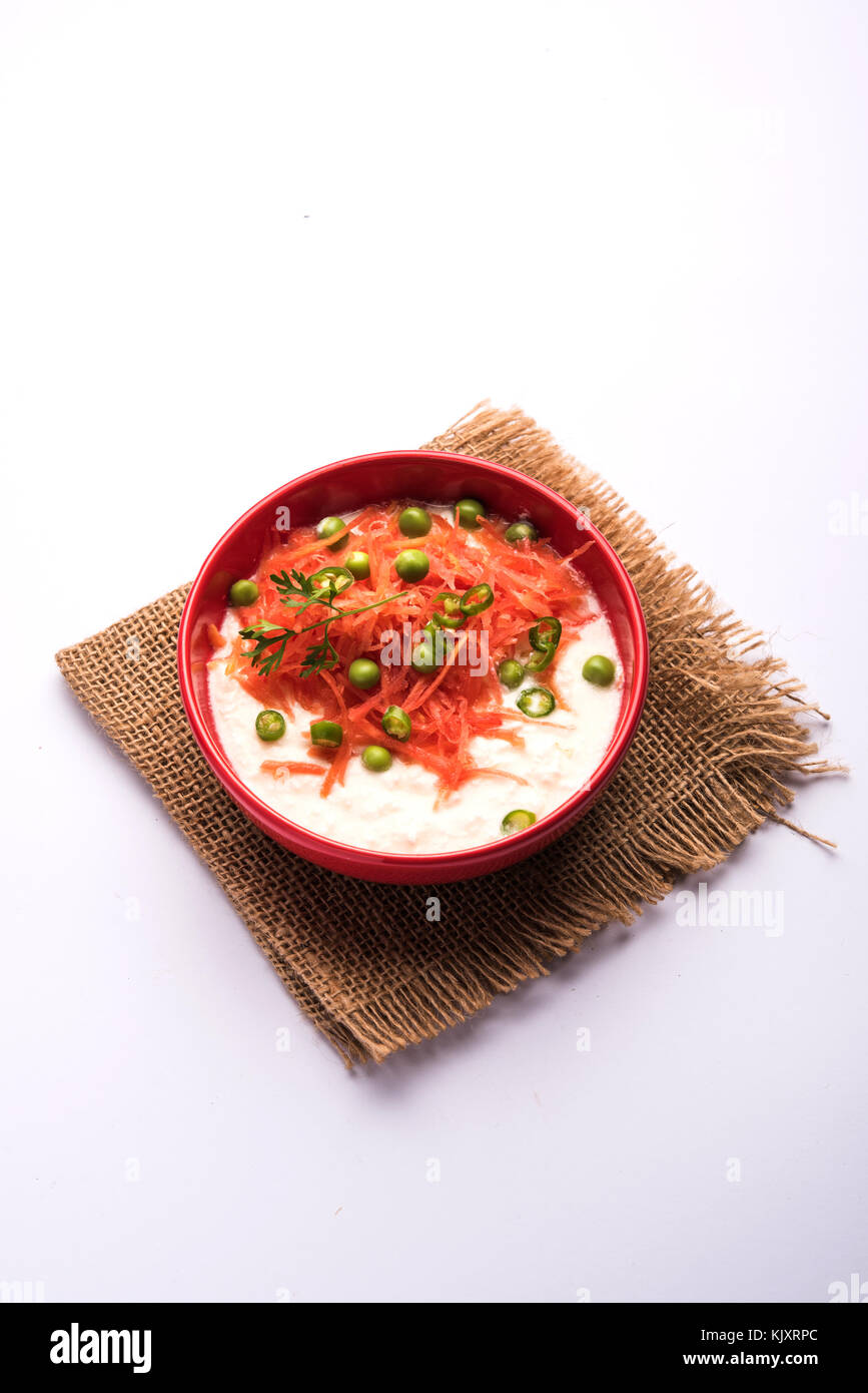 Carrot raita / Gajar Koshimbir. It a condiment from the Indian ...