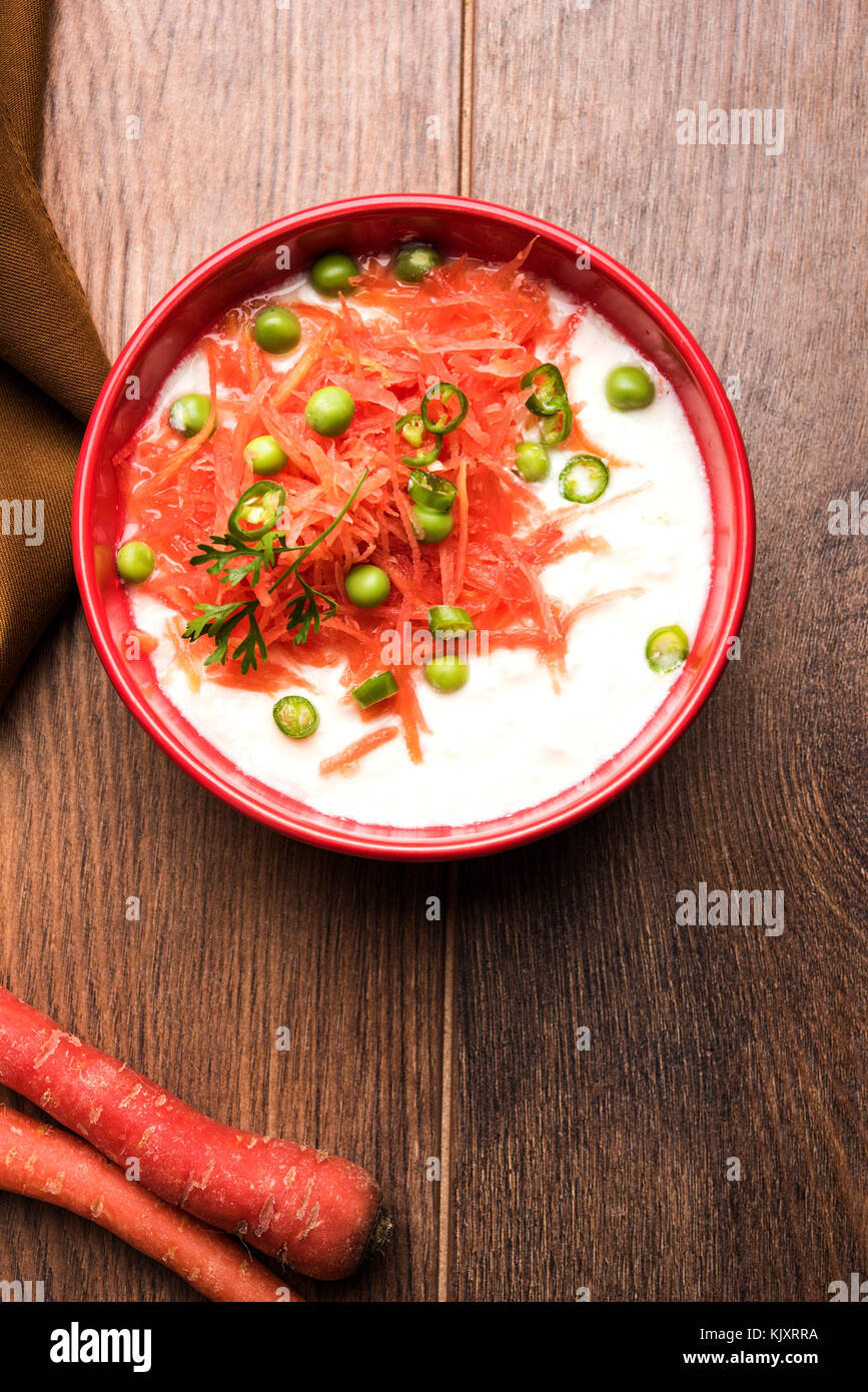 Carrot raita / Gajar Koshimbir. It a condiment from the Indian ...