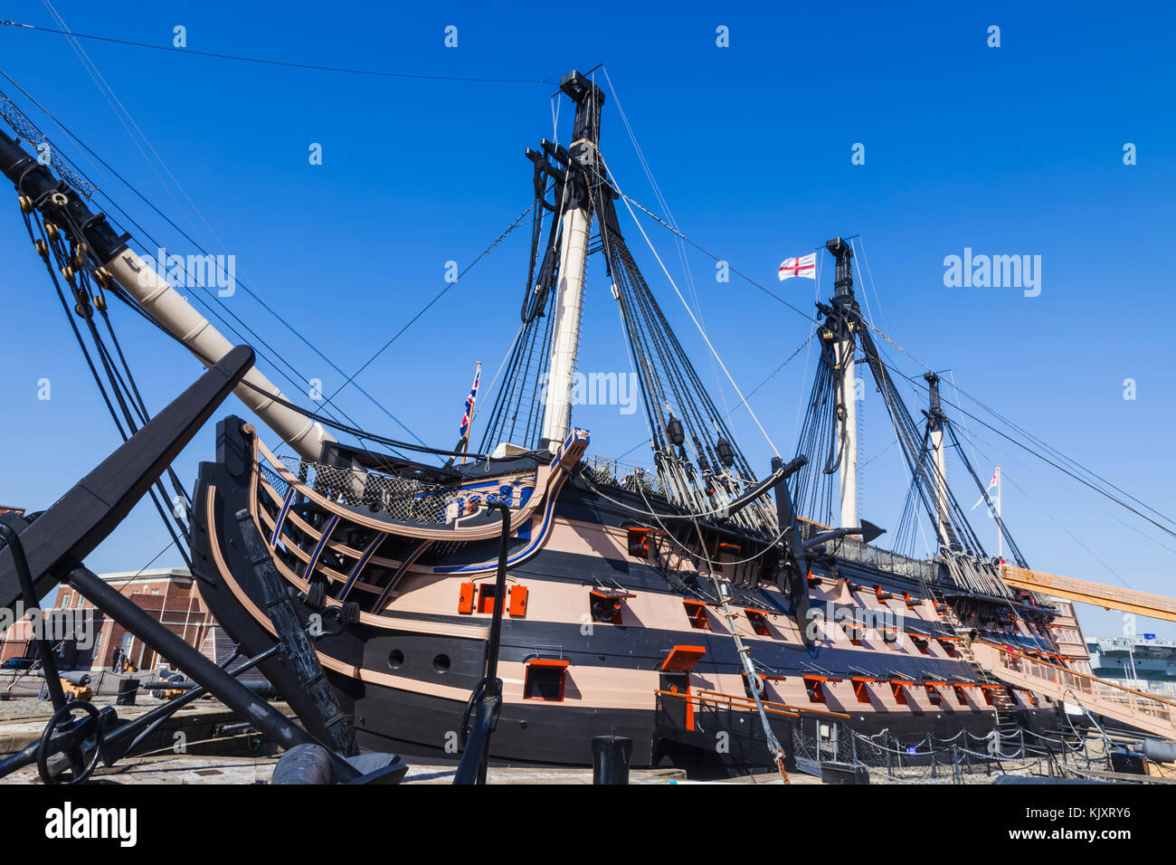 England, Hampshire, Portsmouth, Portsmouth Historic Dockyard, HMS Victory Stock Photo