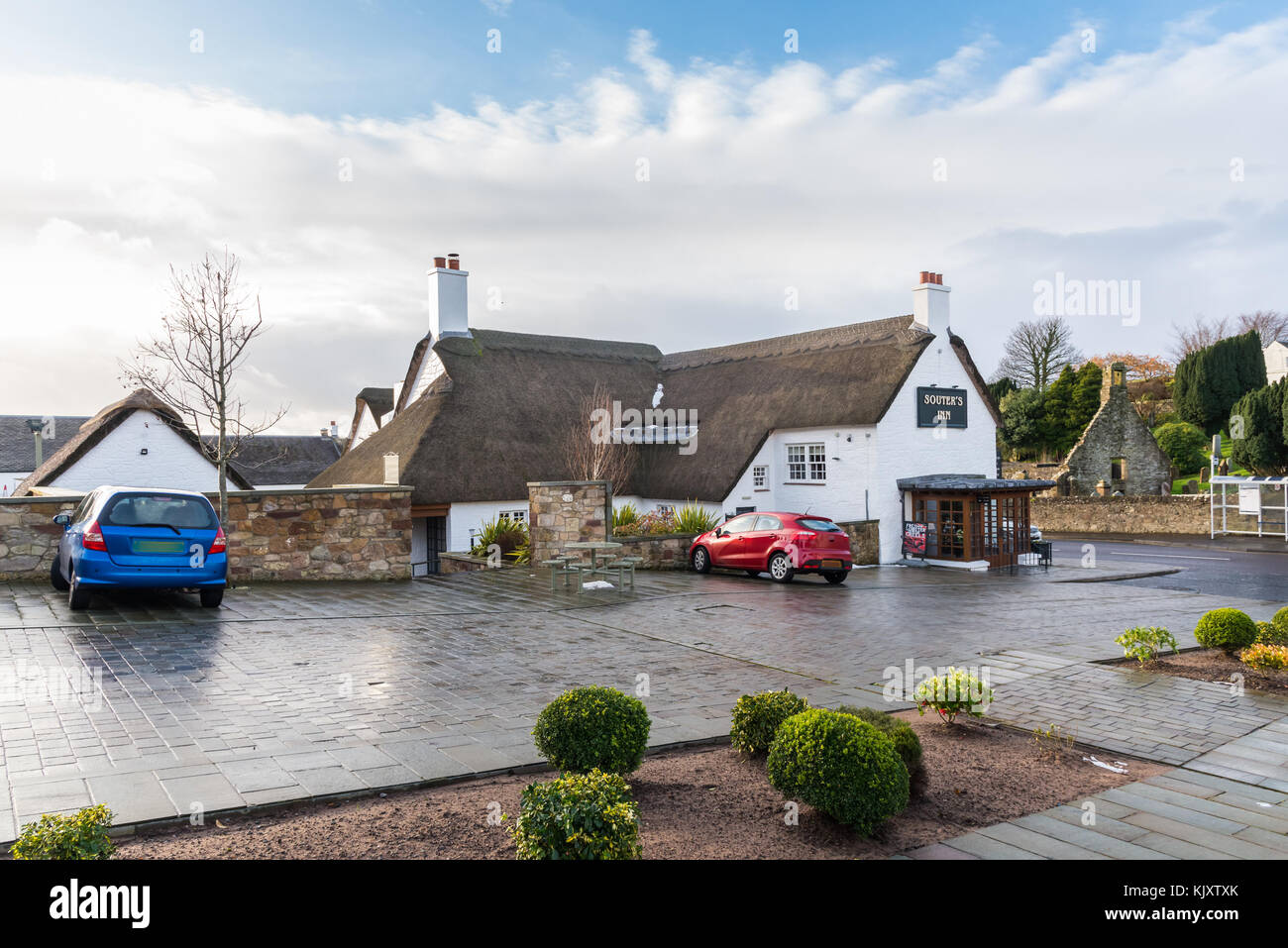 Kirkoswald,Scotland,UKNovember 25 ,2017 The unusual thatched roofs of