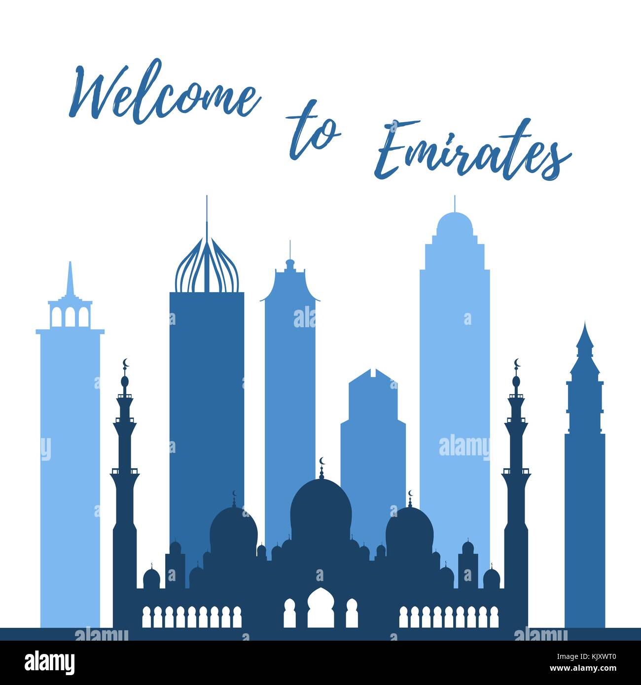 Vector illustration of United Arab Emirates skyscrapers silhouette