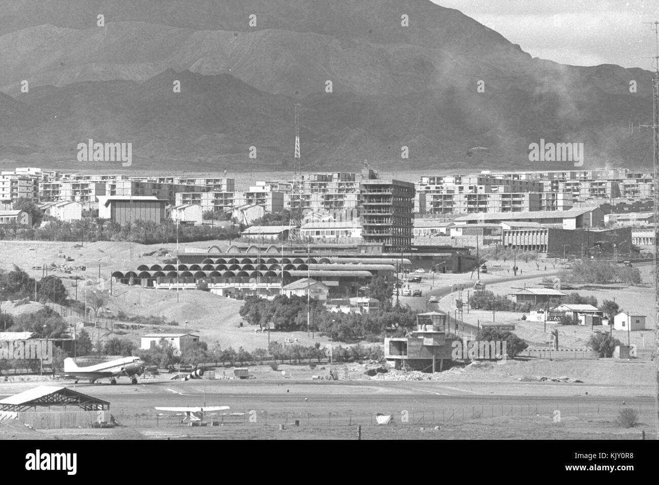 Eilat airport and shopping area 1964 Stock Photo