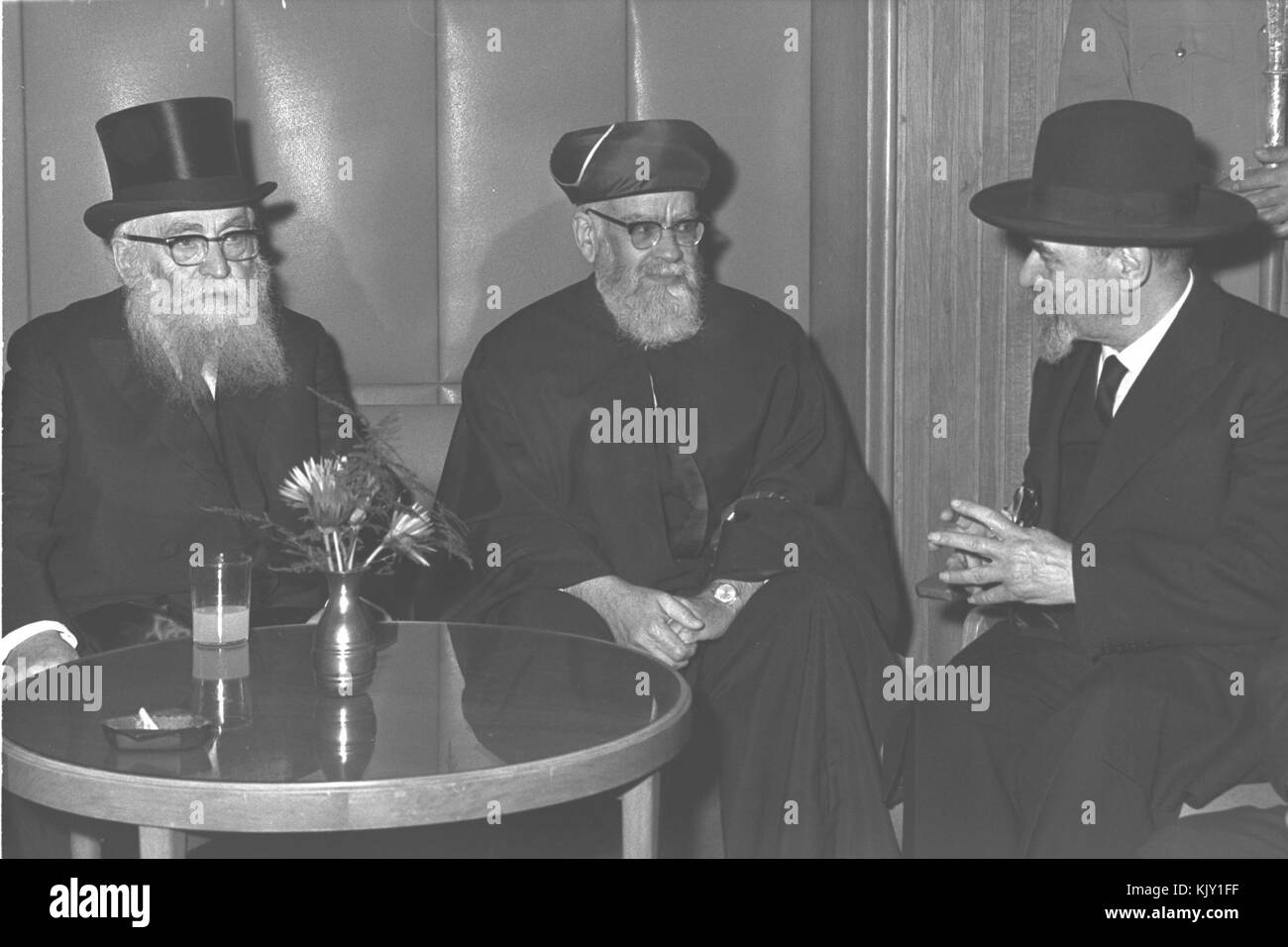 Chief Rabbis Yehuda Unterman Yitzhak Nissim and Rabbi Israel Brodie 1964 Stock Photo