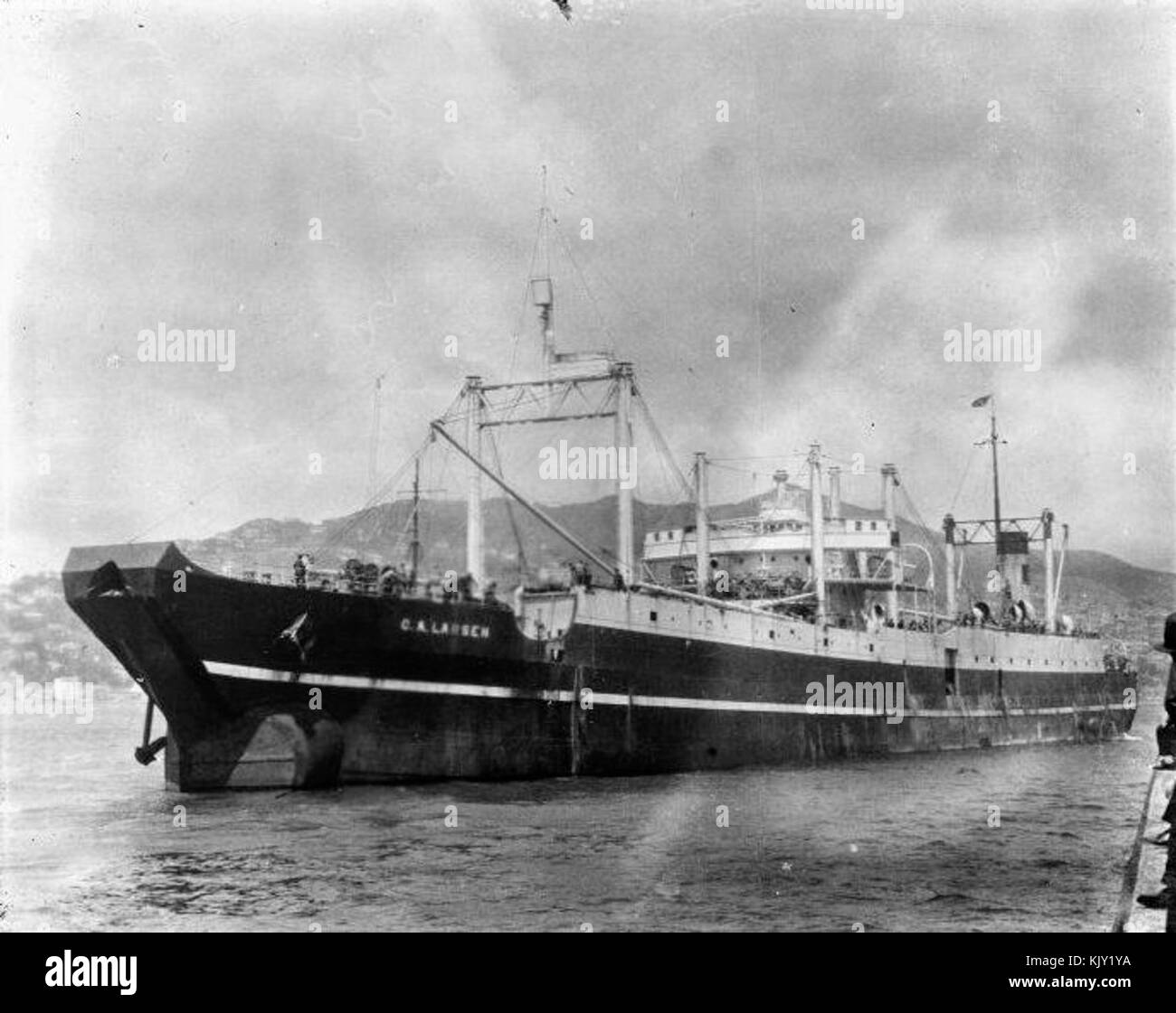 Whaling ship C A Larsen in Wellington Harbour Stock Photo