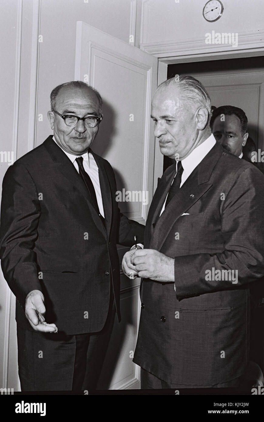 Levi Eshkol and Gaston Palewski 1964 Stock Photo