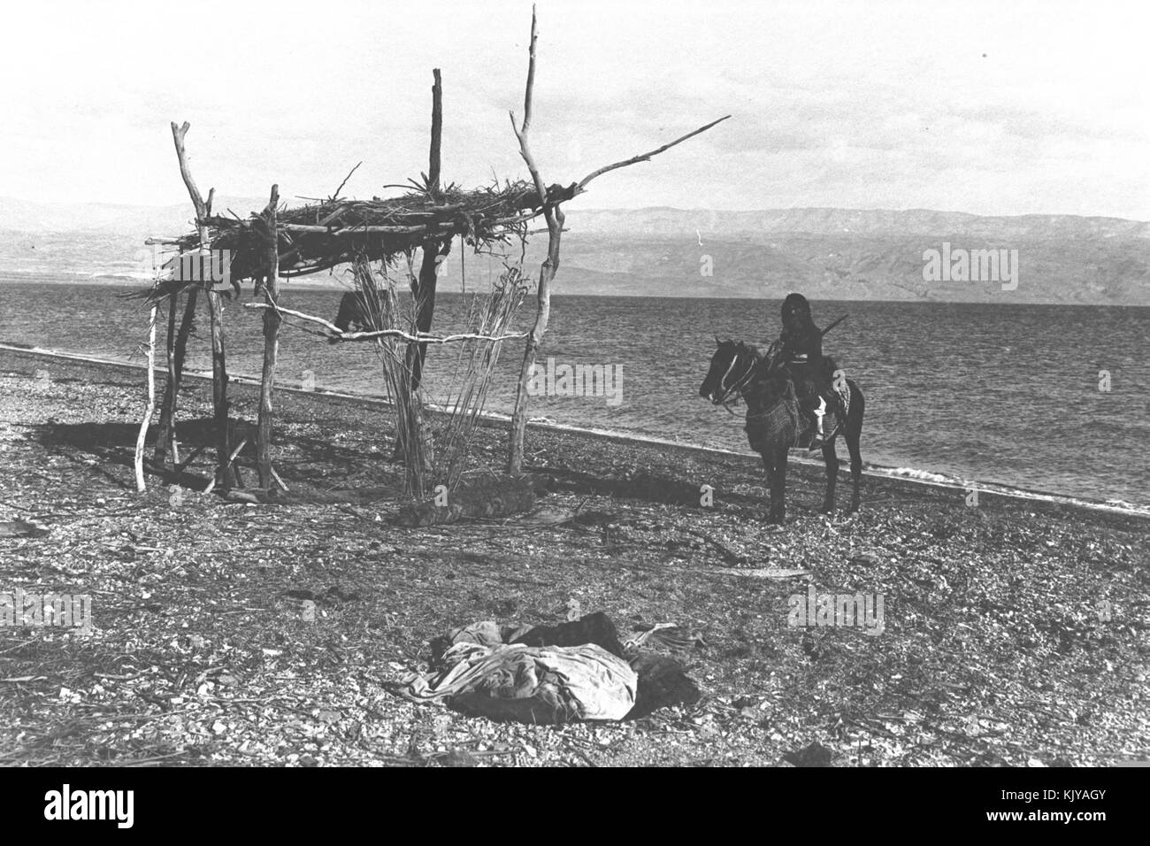 ON THE SHORES OF THE DEAD SEA, 1910 1920. COURTESY OF AMERICAN COLONY. Stock Photo