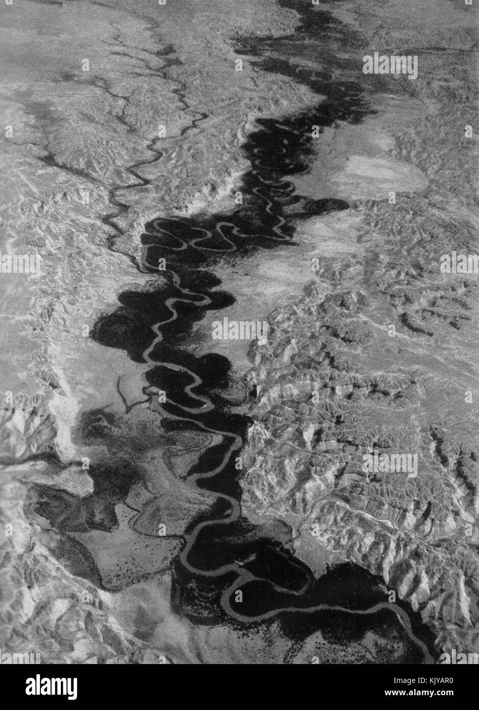 The Jordan River loops, aerial view 1938 Stock Photo