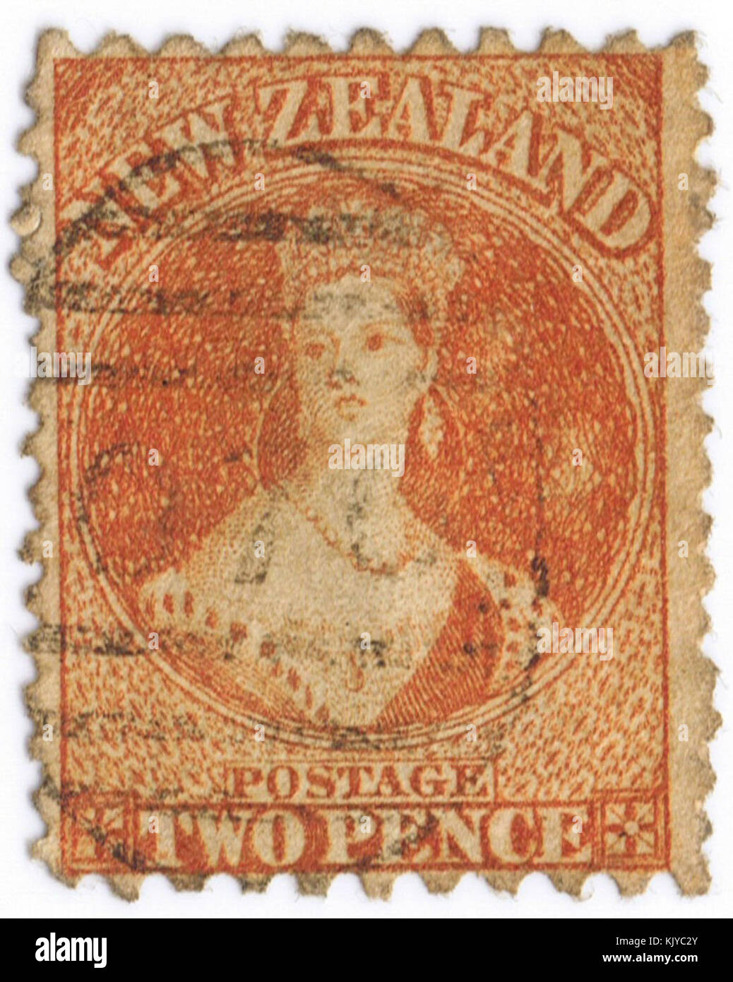 1871 New Zealand Queen Victoria 2 pence vermilion Stock Photo