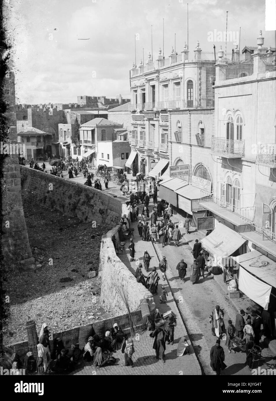 Street scene inside the Jaffa Gate. between 1917 and 1934. matpc.11360