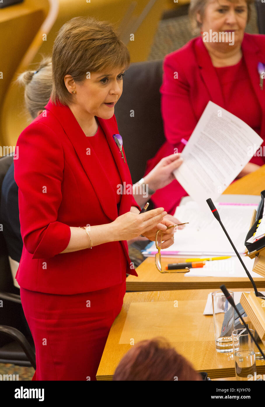 The First Minister Nicola Sturgeon and Roseanna Cunningham both wear ...