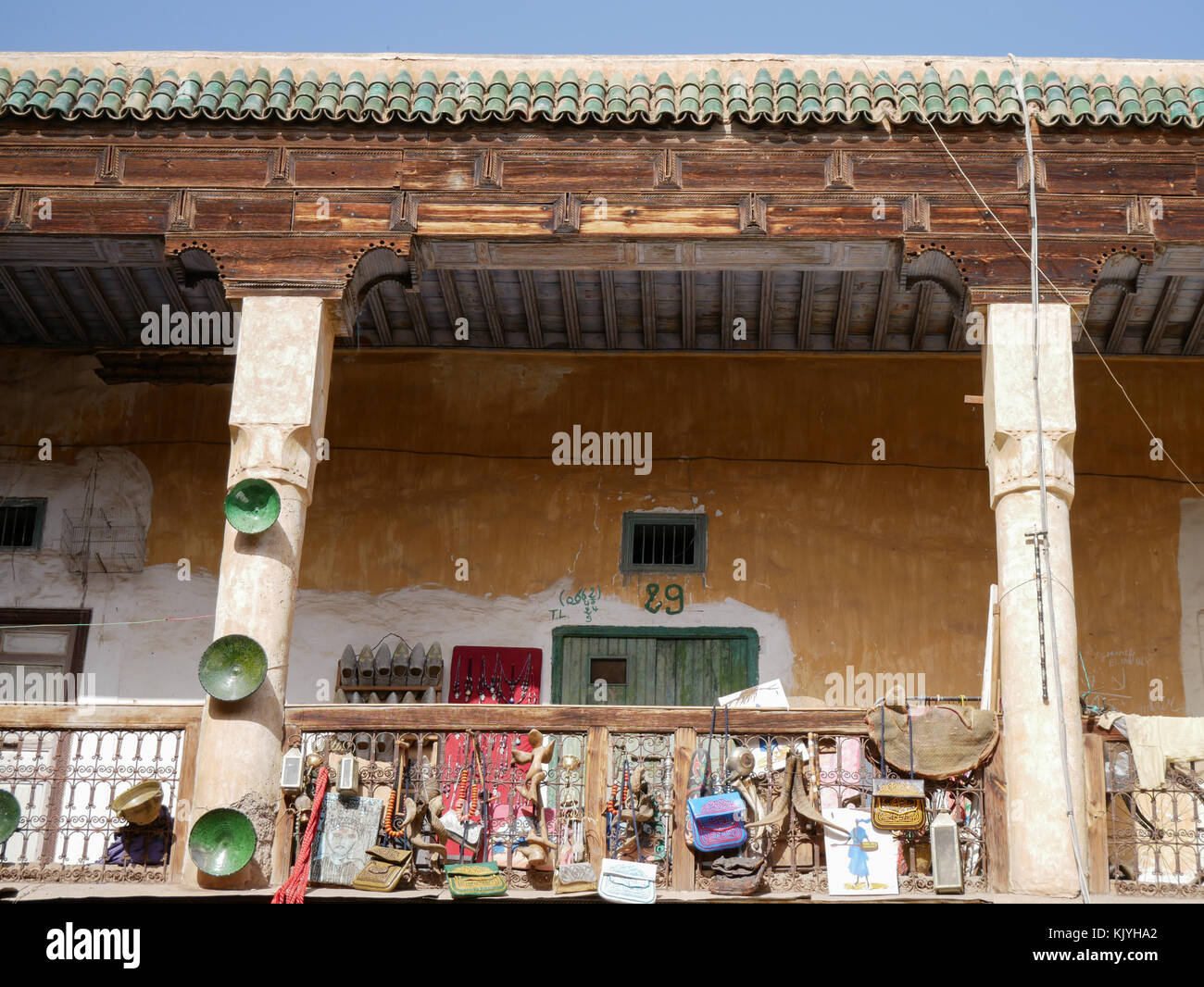 Trading stall on a balcony, Marrakesh Stock Photo