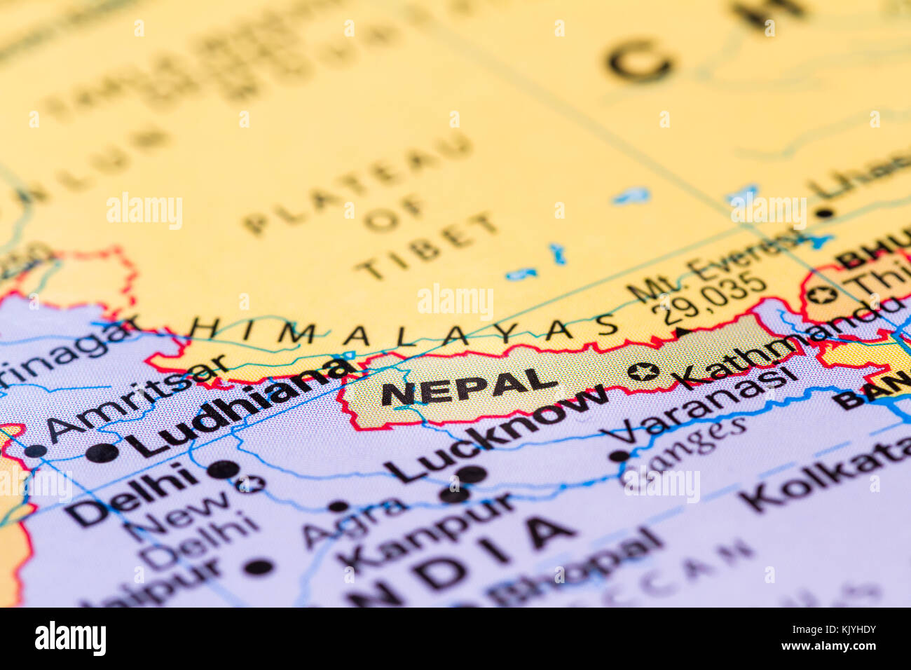 Close Up Of A World Map With The Word Nepal In Focus Stock Photo Alamy Close Up Of A World Map With The Word Nepal In Focus KJYHDY