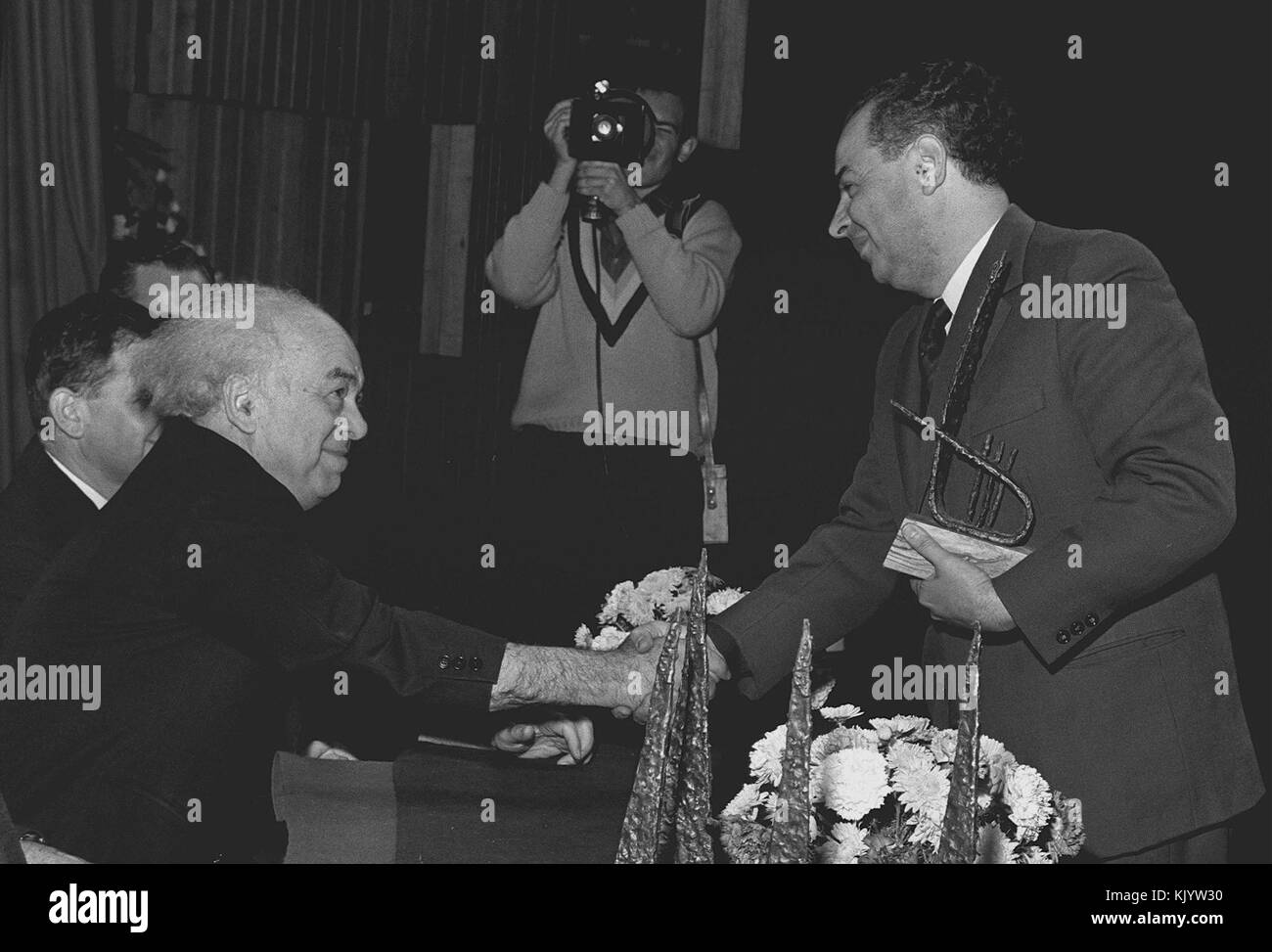 Avraham Shlonsky and Avraham Ninio at Kinor David 1964 Stock Photo Alamy