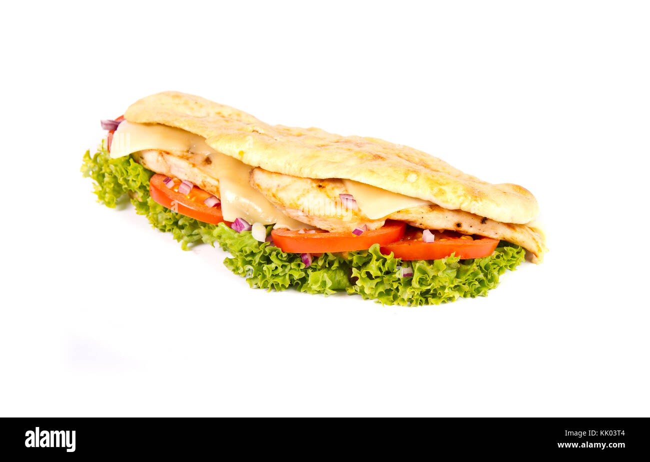 Chicken sub on white background Stock Photo Alamy