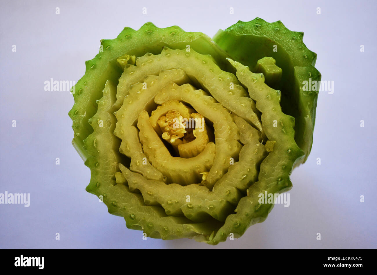 Heart of celery taken from above Stock Photo
