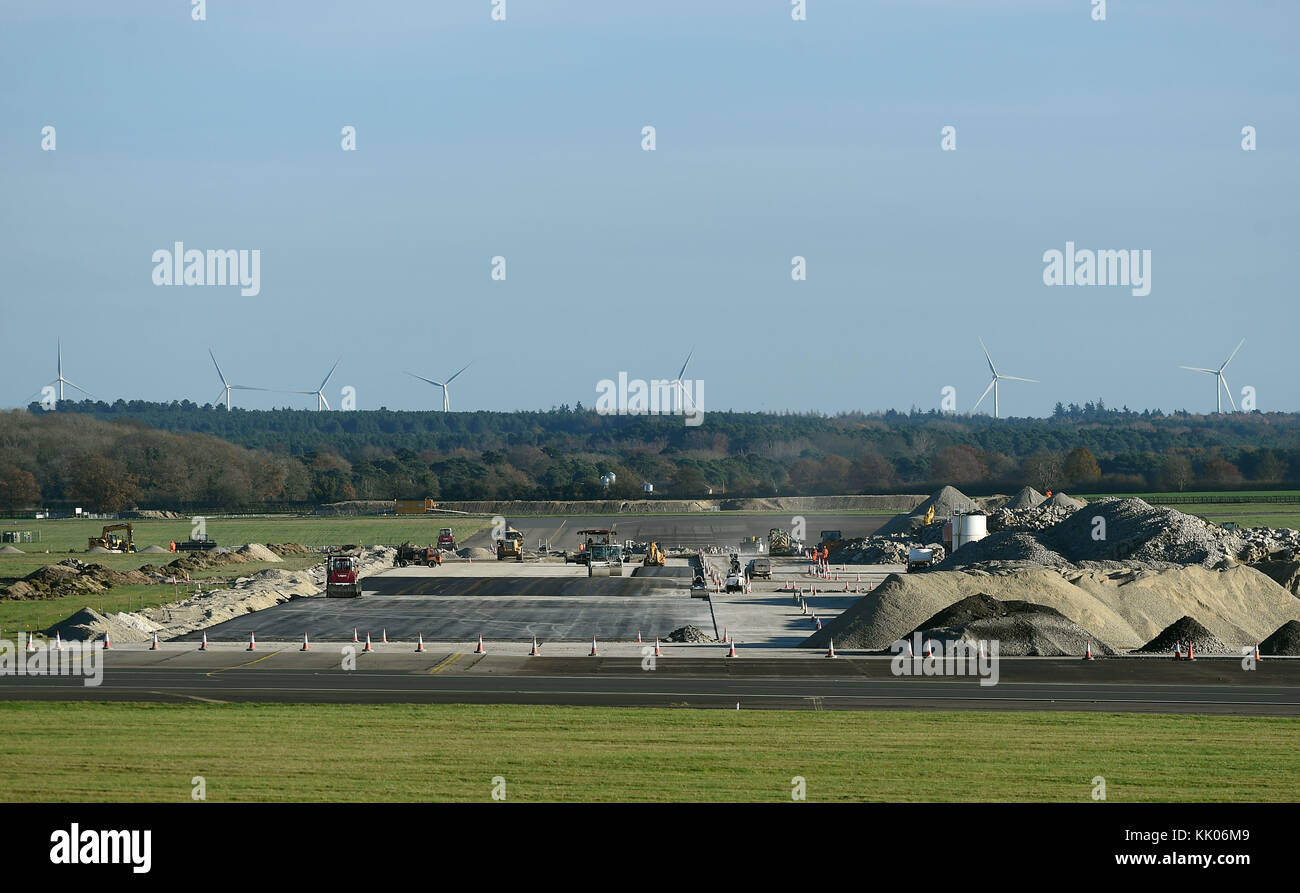 New runways and vertical landing pads under construction at RAF Marham in Norfolk as part of a £250m redevelopment ahead of the arrival of F-35 Lightning stealth fighter jets next year. Stock Photo