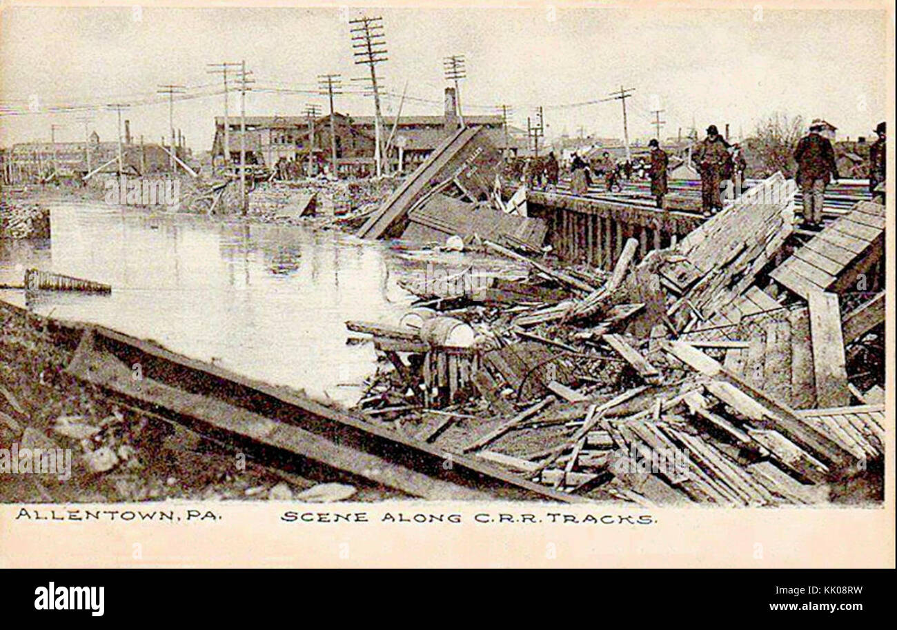 1890 Central Railroad of New Jersey Allentown Train Wreck Stock Photo