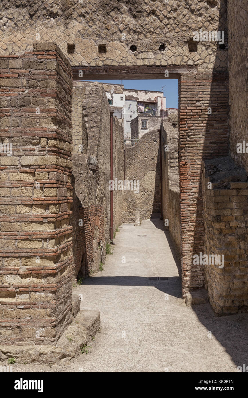 Ercolano (Italy) - Situated on a volcanic plateau overhanging the sea, Herculaneum is one of the most important archaeological areas in Italy. Stock Photo
