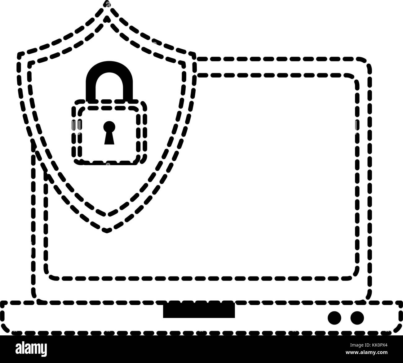 laptop computer with shield vector illustration design Stock Vector ...