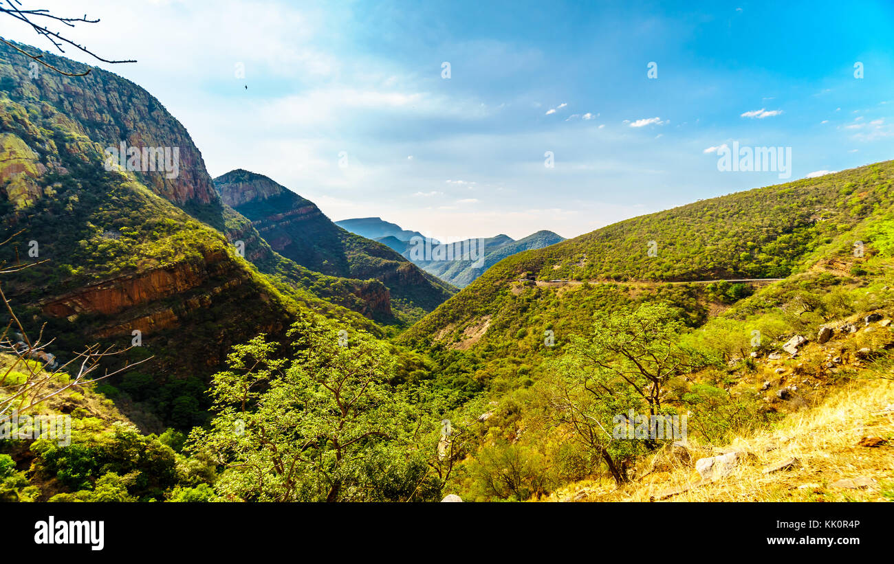 View of the Valley of the Elephant from Abel Erasmus Pass with the J.G Strijdom tunnel in the distant in Limpopo Province in the northern South Africa Stock Photo