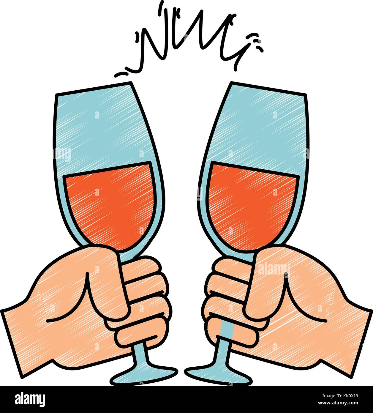 hands toasting with wine glasses Stock Vector Image & Art - Alamy