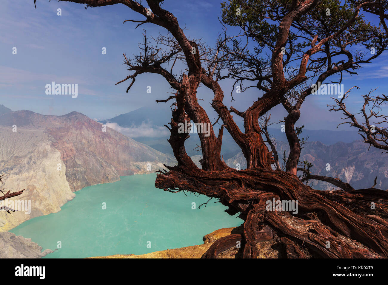 Lake in a crater Volcano Ijen, Java,Indonesia Stock Photo