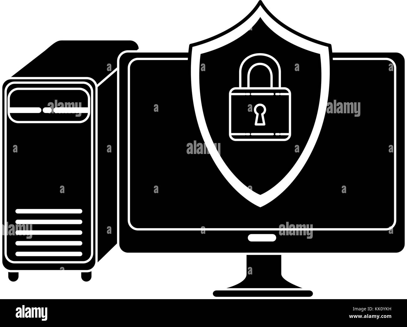 desktop computer with shield Stock Vector Image & Art - Alamy
