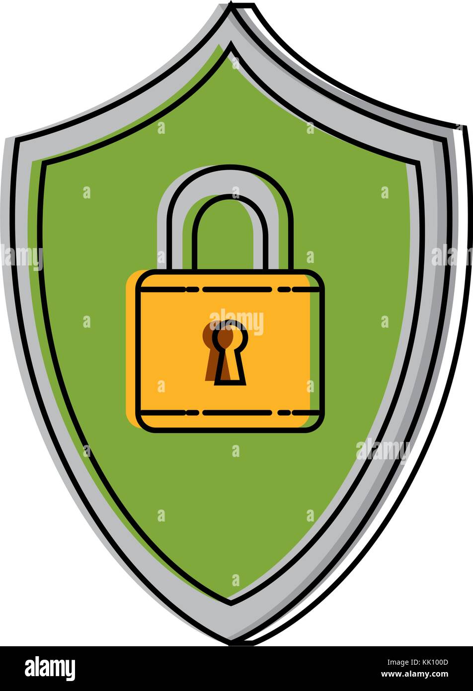 shield with padlock security Stock Vector Image & Art - Alamy