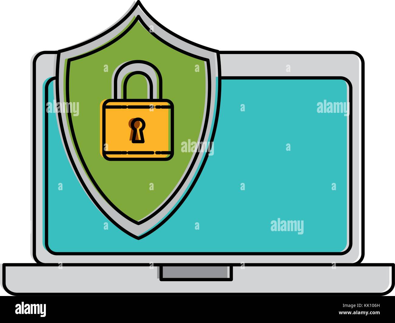 laptop computer with shield Stock Vector Image & Art - Alamy