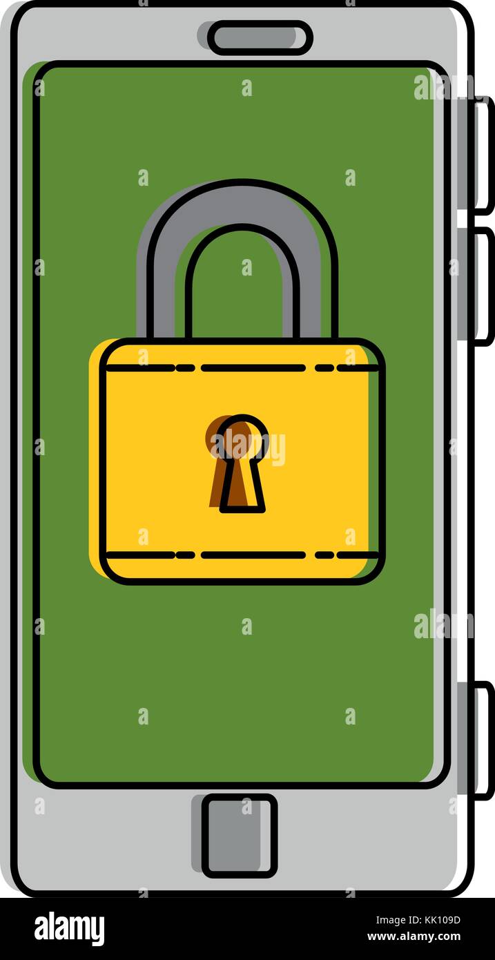 smartphone device with padlock Stock Vector Image & Art - Alamy