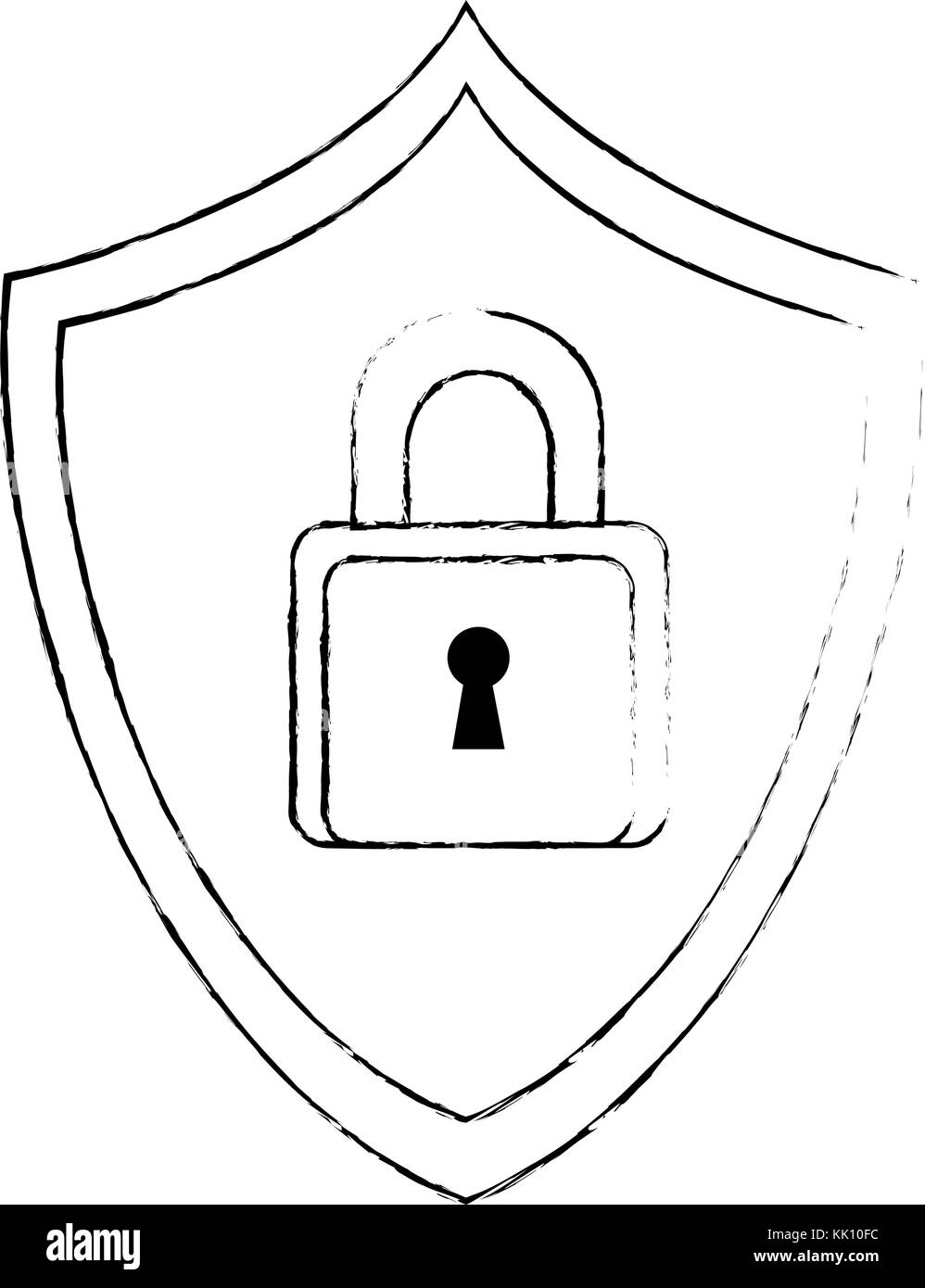 shield with padlock security Stock Vector Image & Art - Alamy