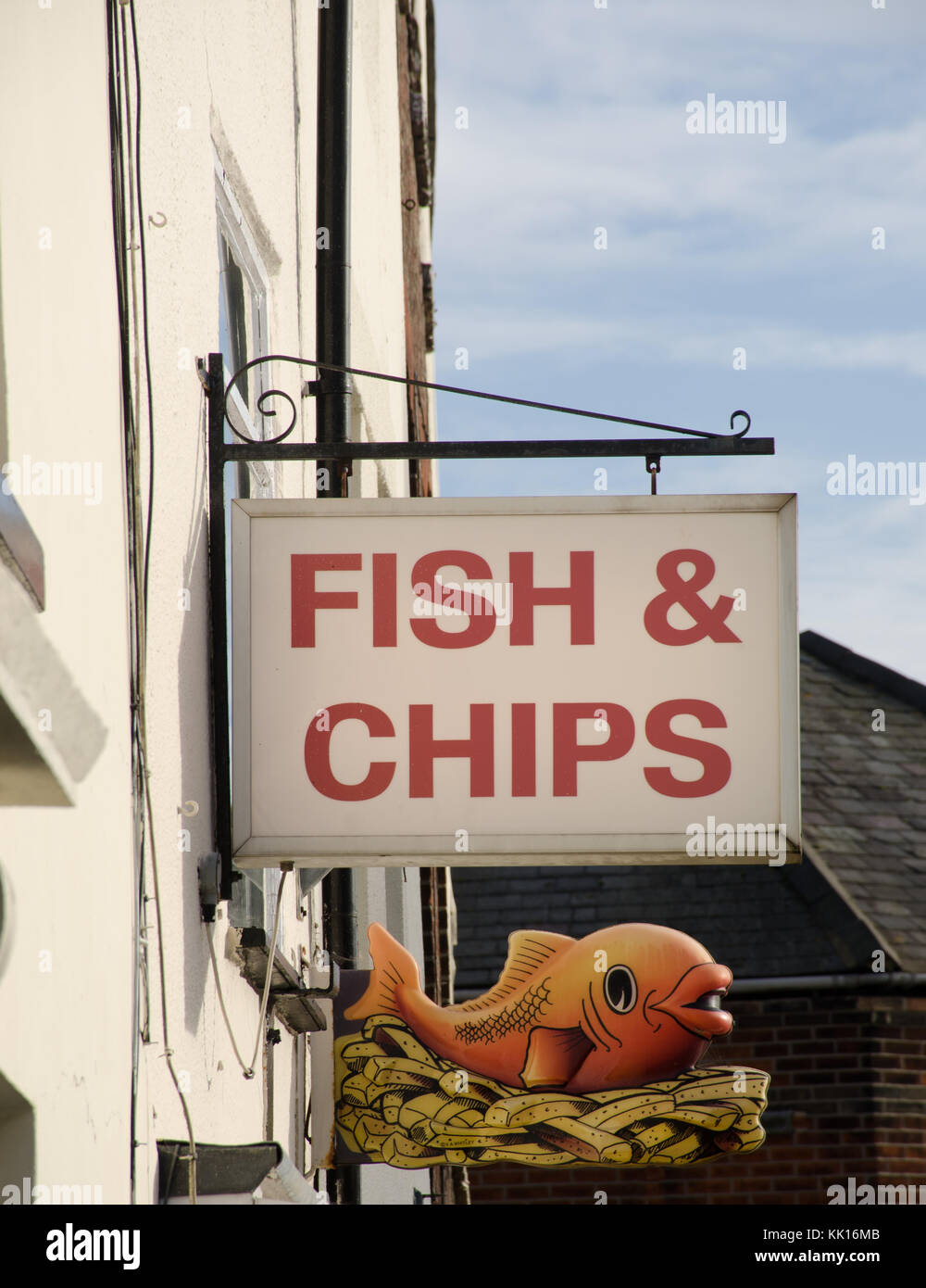 Traditional Fish and Chip sign Stock Photo