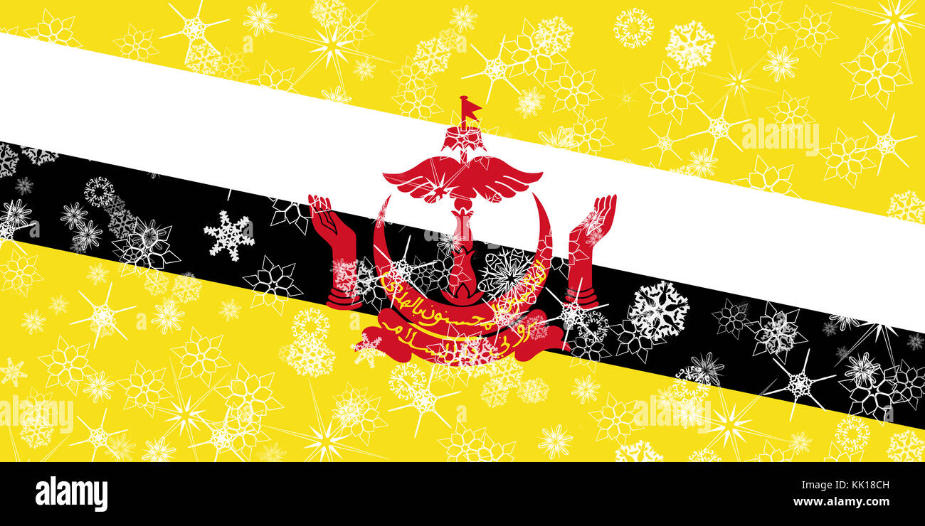 Brunei winter snowflake flag Stock Photo - Alamy