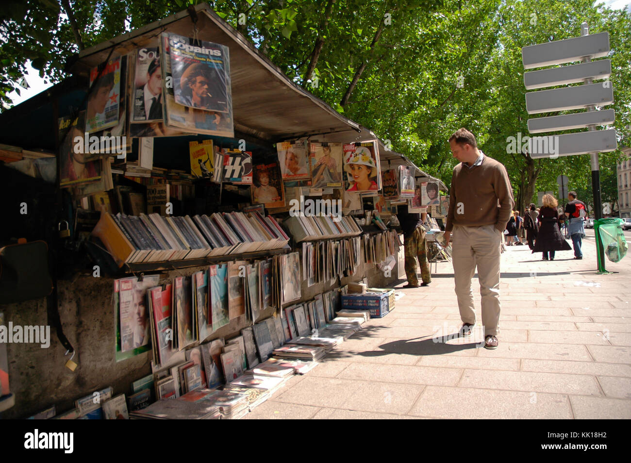 Market Stalls on the streets of Paris selling vintage books and