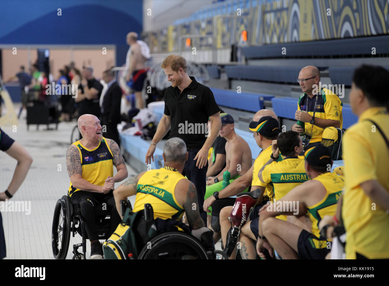 United Kingdom Prince Harry of Wales meets with athletes competing in the Invictus Games at the Toronto Pan Am Sports Centre September 22, 2017 in Toronto, Canada. The Invictus Games is an international Paralympic-style event for injured or sick military personnel and veterans. (photo by Daniel Luksan  via Planetpix) Stock Photo