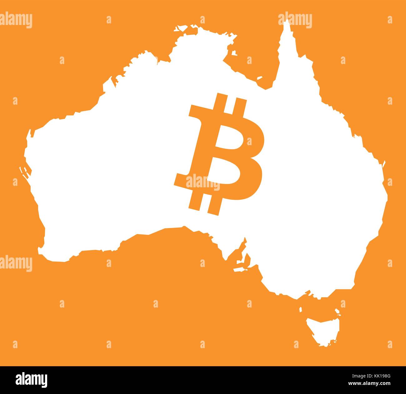 Australia map with bitcoin symbol illustration Stock Vector
