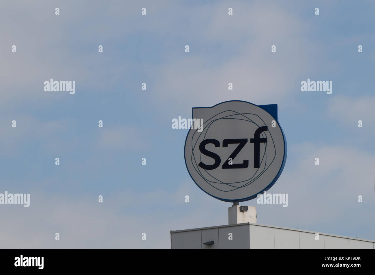 Fohnsdorf, Austria - 29.09.2017: The Schulungszentrum Fohnsdorf rotating logo Stock Photo