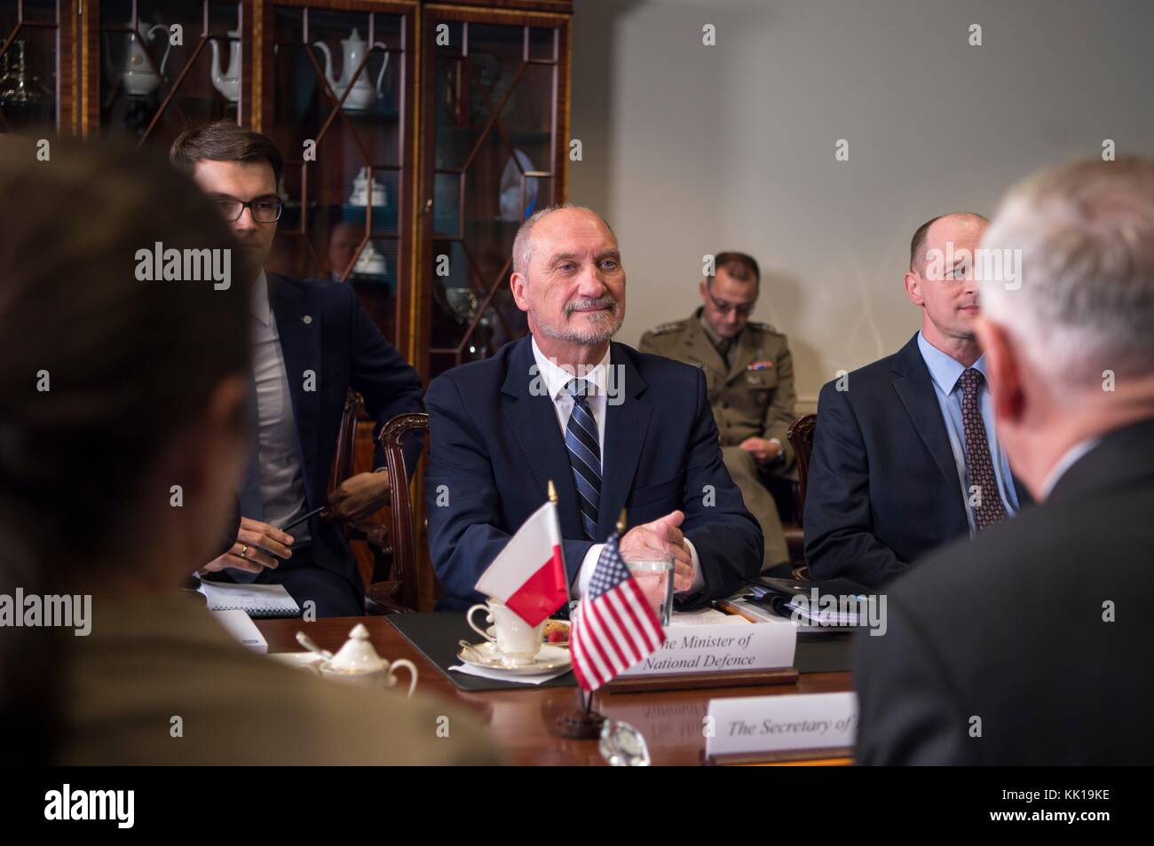 Polish Defense Minister Antoni Macierewicz meets with U.S. Defense Secretary James Mattis at the Pentagon September 21, 2017 in Washington, DC.(photo by Brigitte N. Brantley  via Planetpix) Stock Photo