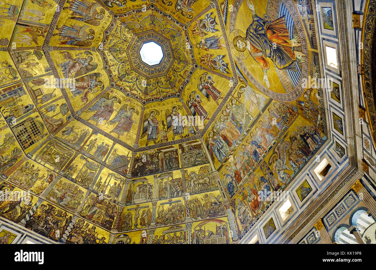 colourful ceiling paintings in the baptistery, florence, italy Stock Photo