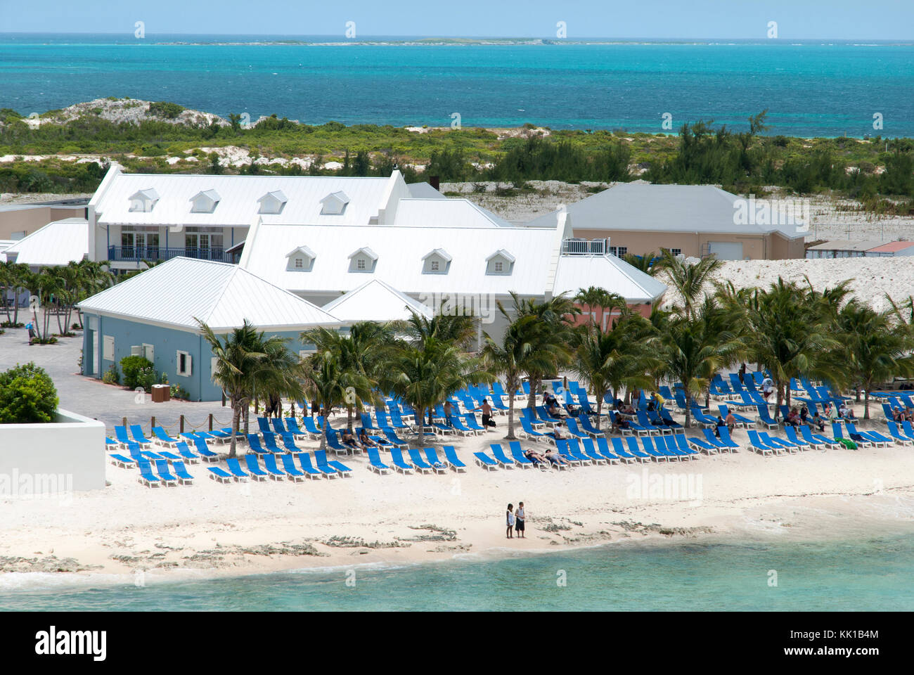 The view of an empty beach on Grand Turk island (Turks and Caicos Islands). Stock Photo