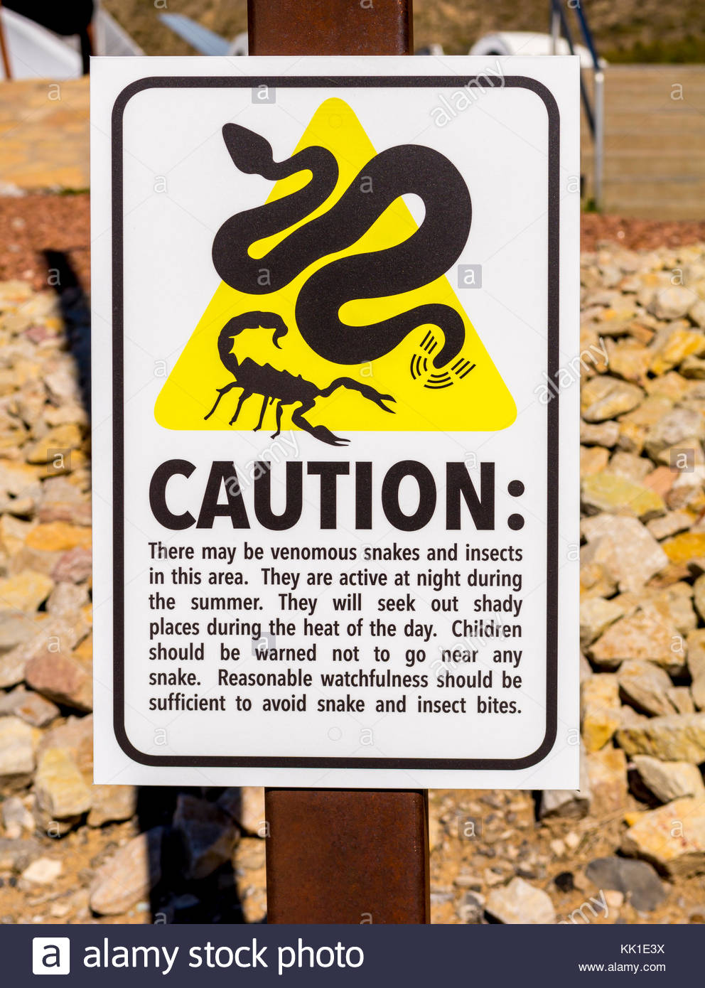 Rattlesnake Warning Sign Stock Photos & Rattlesnake Warning Sign Stock