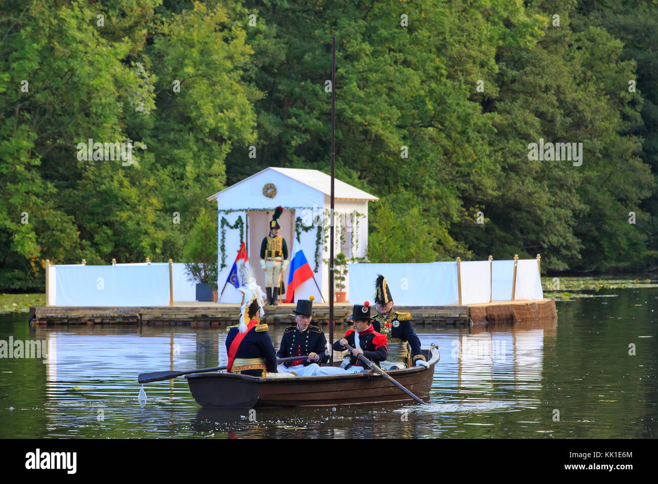 French Imperial Marshals on their way to the pavilion on the Neman River before the signing of the Treaty of Tilsit (1807) Stock Photo