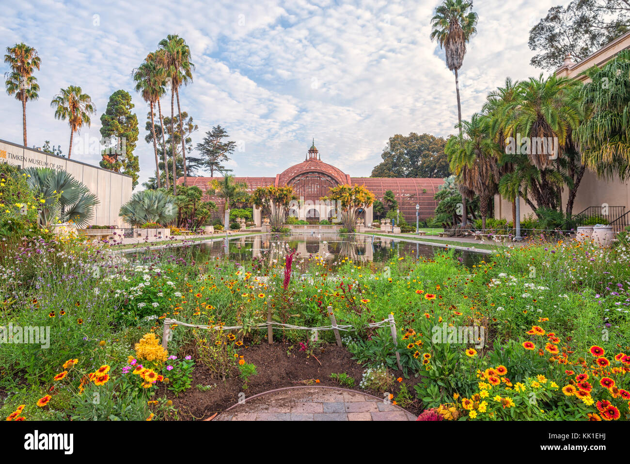 The Lily Pond and the Botanical Building.  Balboa Park, San Diego, California, USA. Stock Photo