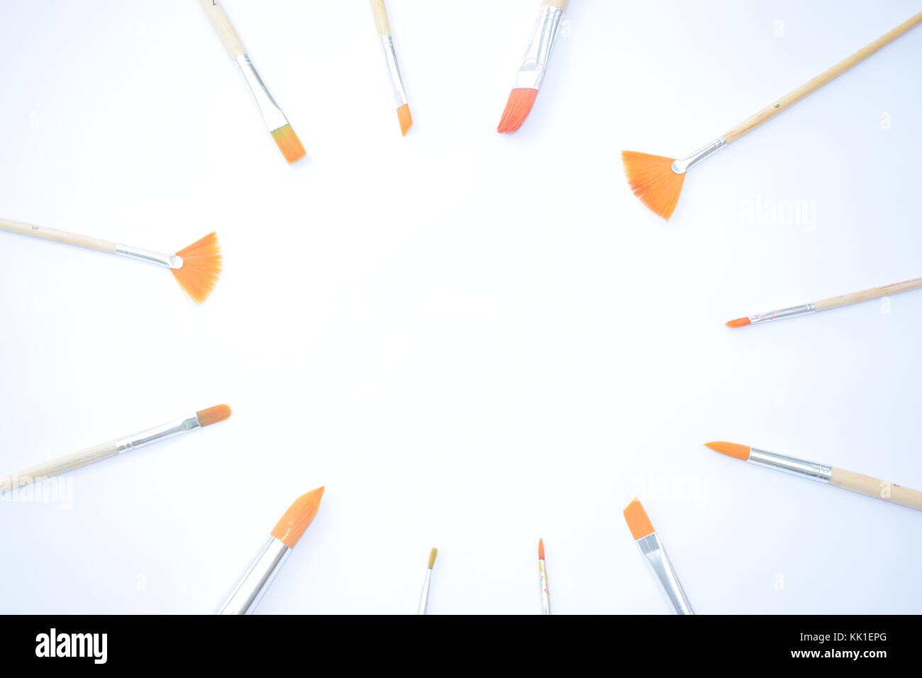 artist Paint brushes on a plain background Stock Photo
