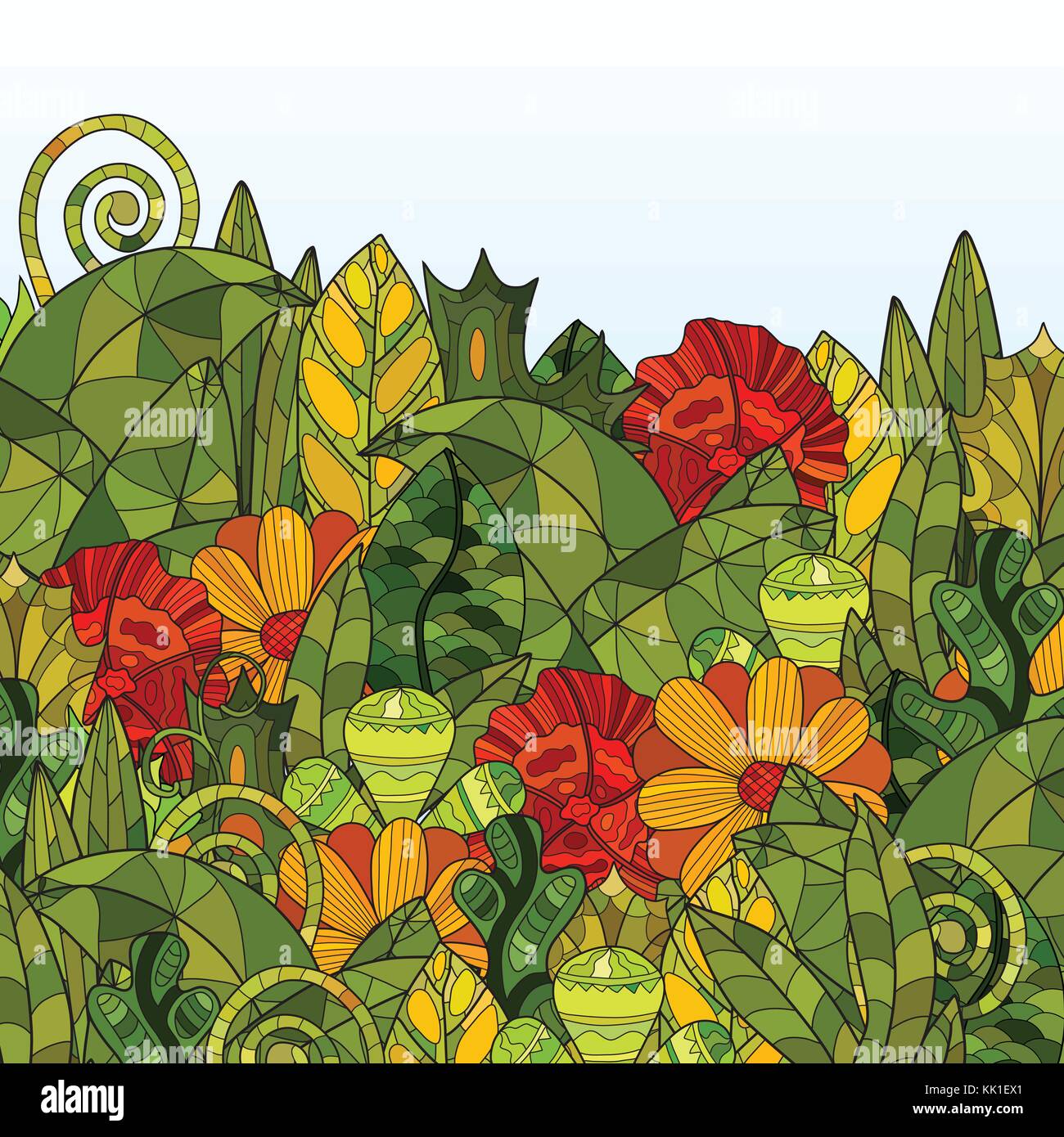 hand drawn vector floral background Stock Vector Image & Art - Alamy