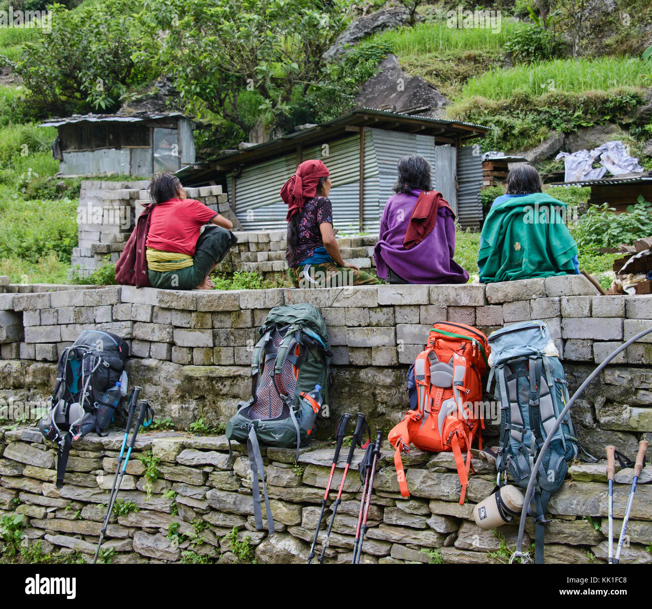 Old Gurung woman, Manaslu Circuit Trek, Nepal Stock Photo