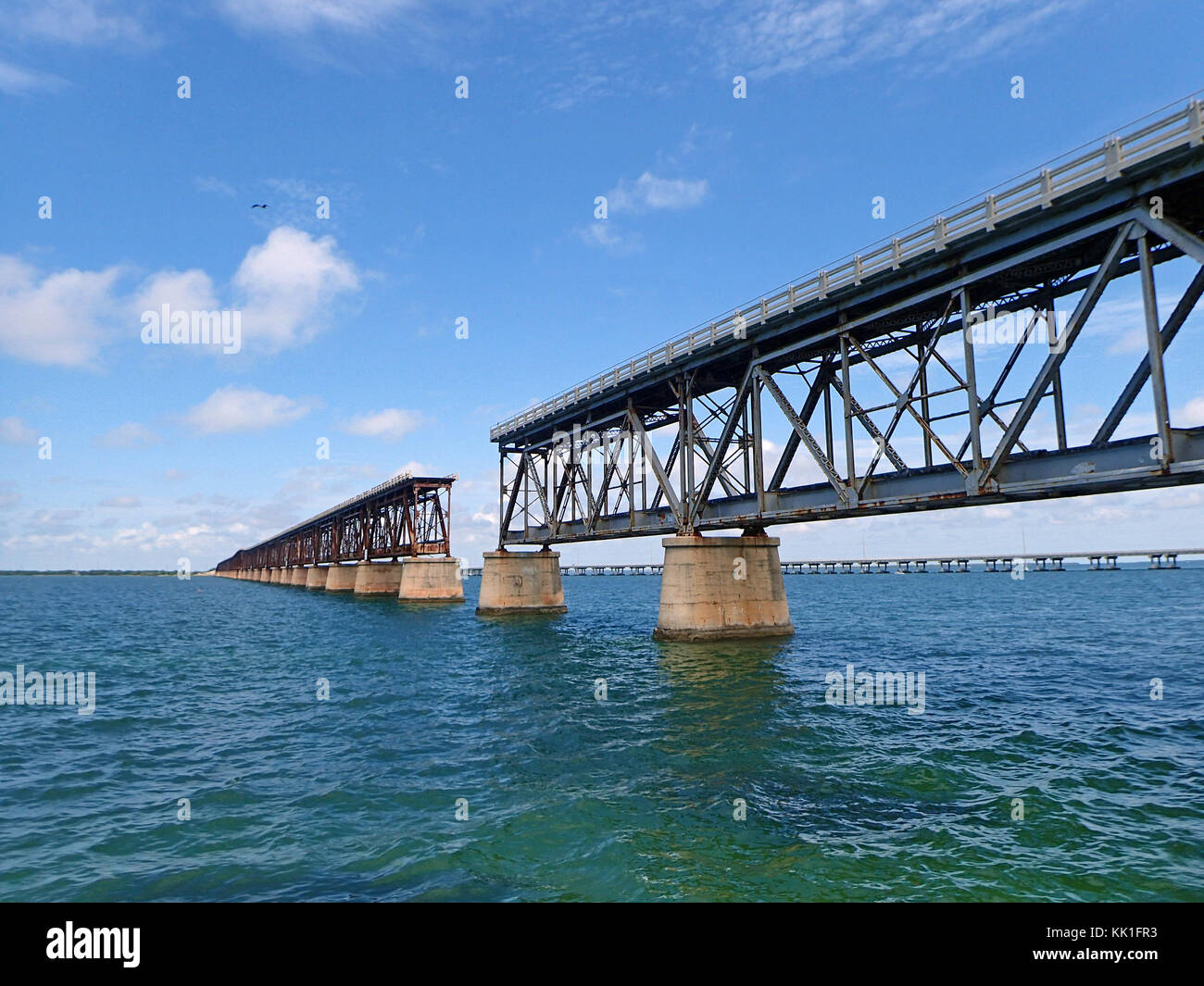 Old Bahia Honda Bridge and New One in the Distance Stock Photo