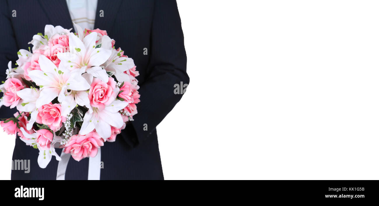 Man holding a bouquet of roses hi-res stock photography and images - Alamy
