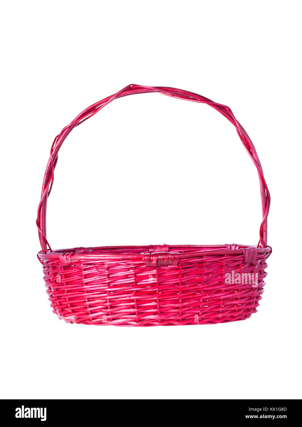 Red woven basket, isolated on white background Stock Photo Alamy